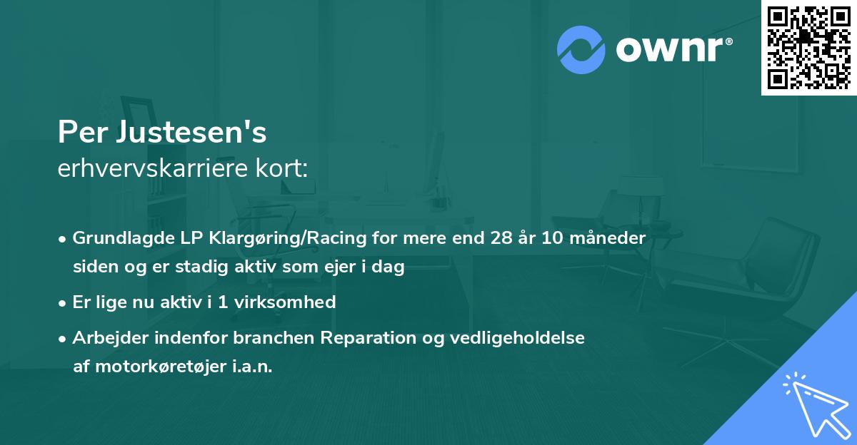 Per Justesen's erhvervskarriere kort