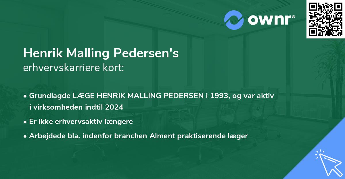 Henrik Malling Pedersen's erhvervskarriere kort