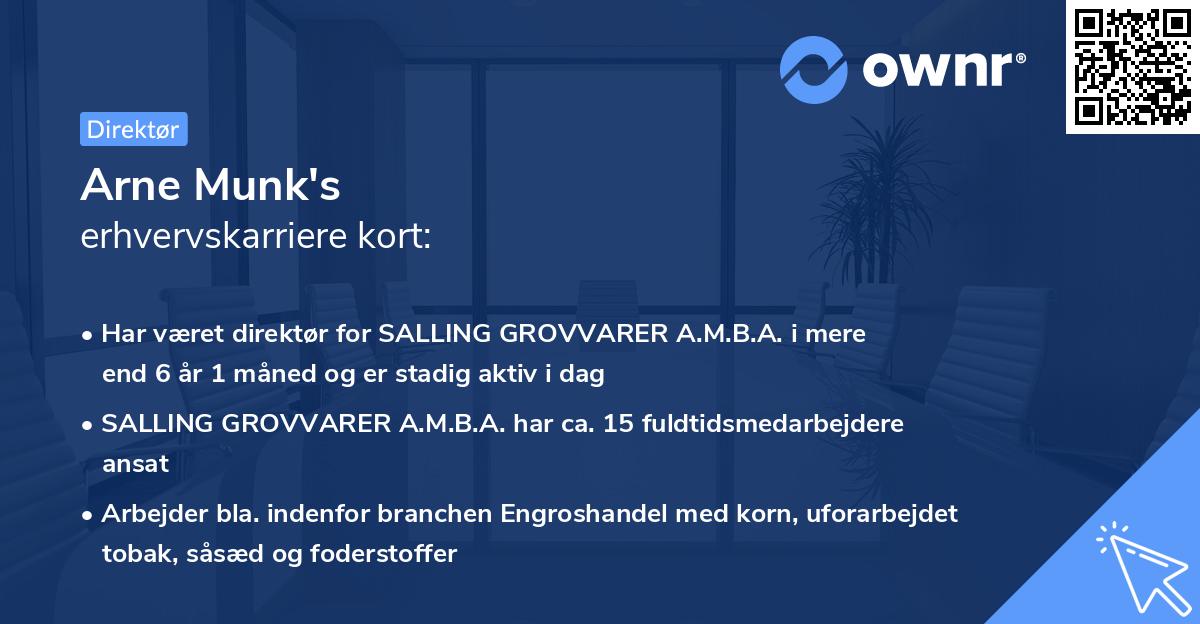 Arne Munk's erhvervskarriere kort