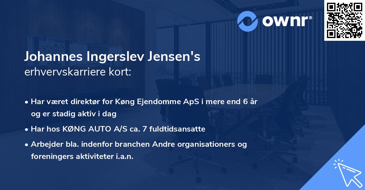 Johannes Ingerslev Jensen's erhvervskarriere kort
