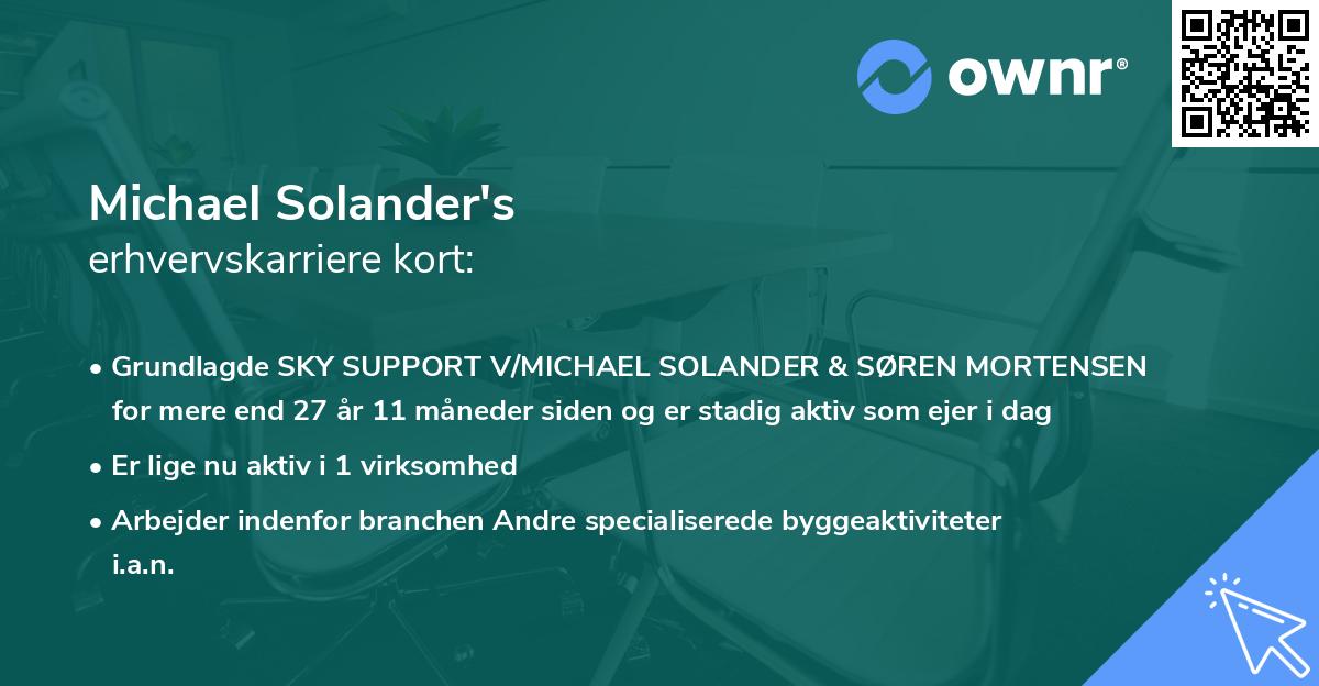 Michael Solander's erhvervskarriere kort