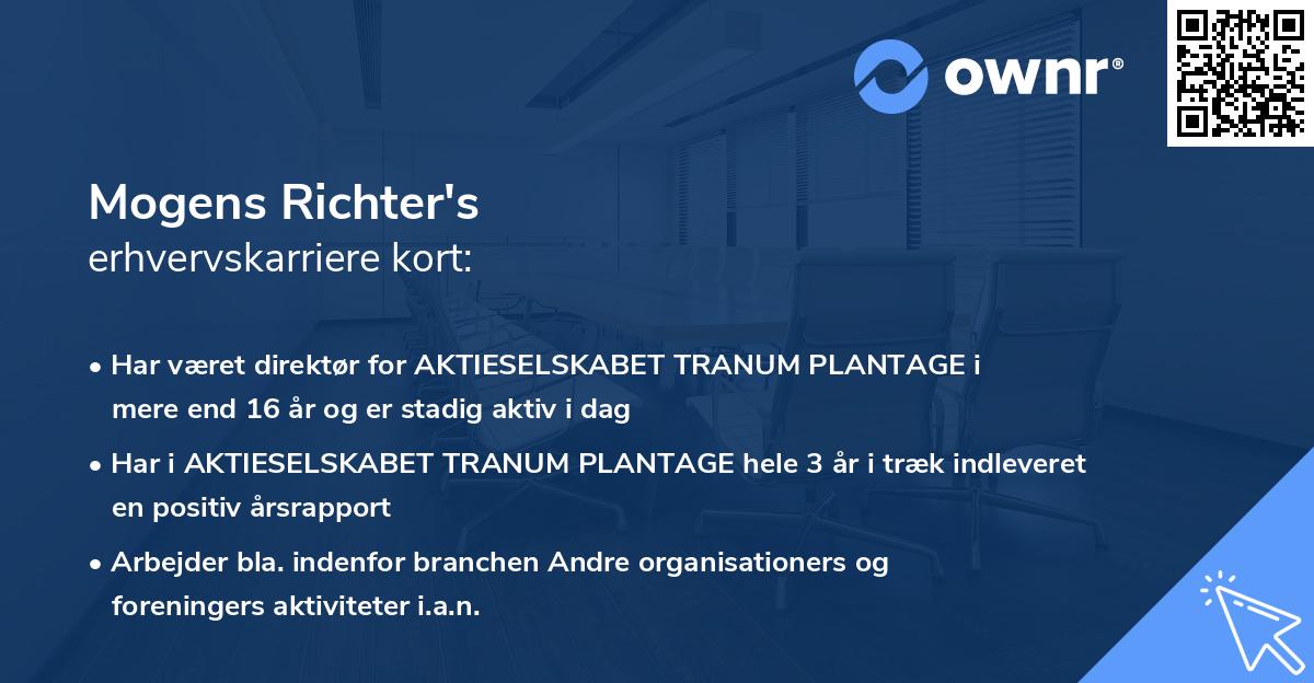 Mogens Richter's erhvervskarriere kort