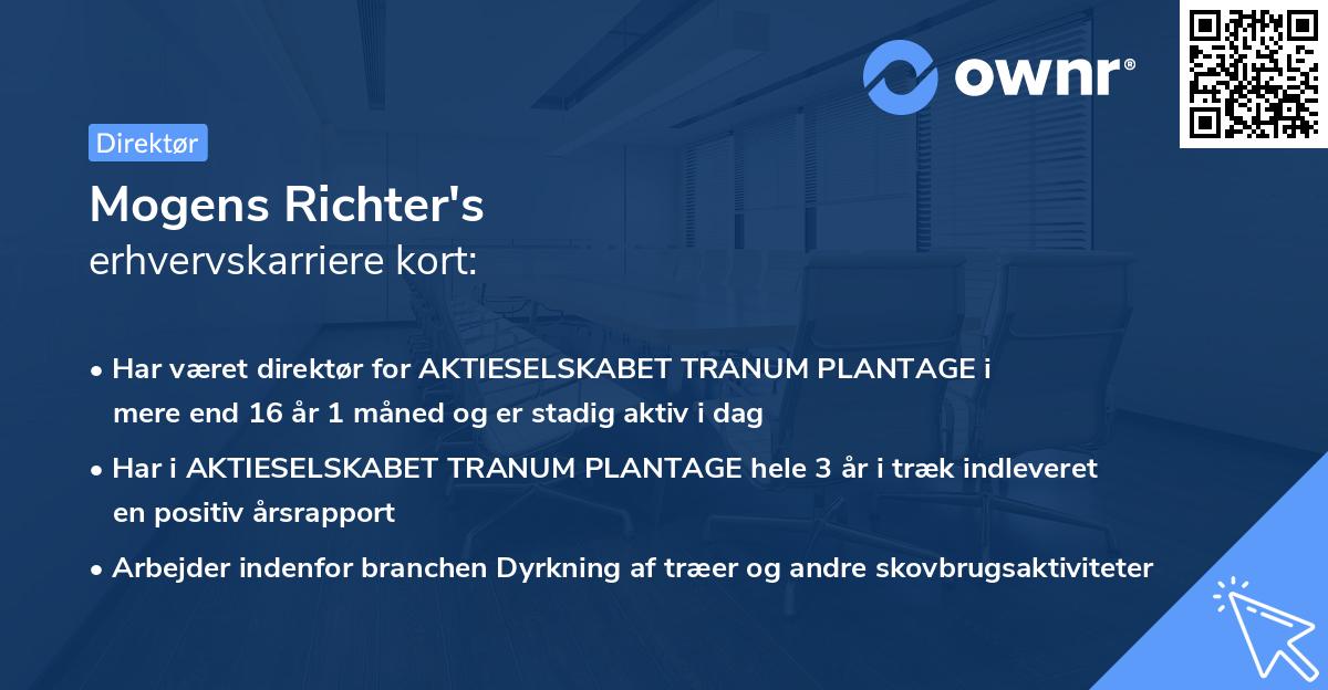 Mogens Richter's erhvervskarriere kort