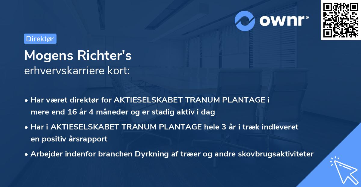 Mogens Richter's erhvervskarriere kort