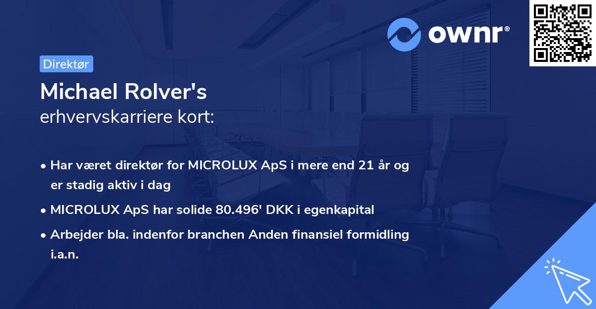 Michael Rolver's erhvervskarriere kort