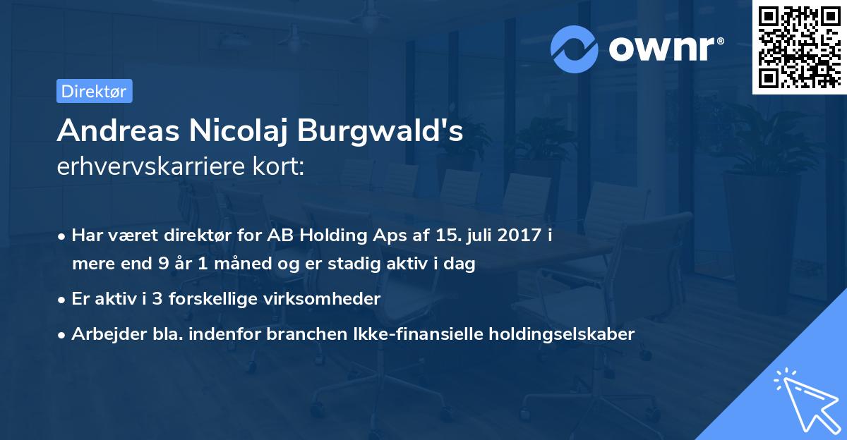 Andreas Nicolaj Burgwald's erhvervskarriere kort