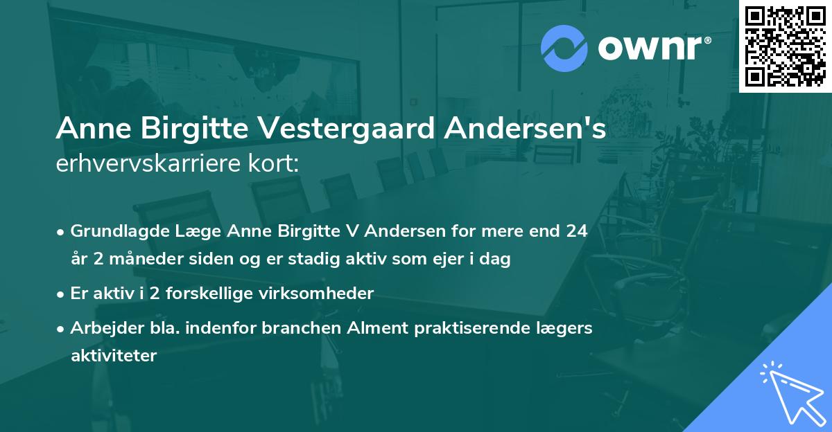 Anne Birgitte Vestergaard Andersen's erhvervskarriere kort