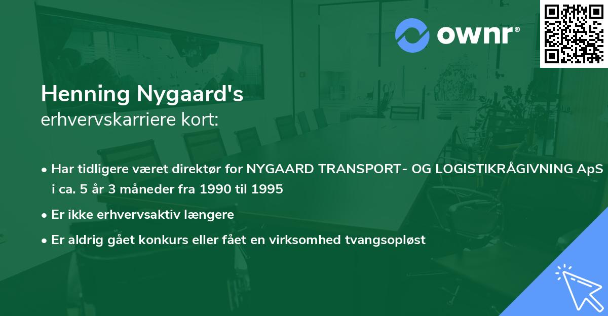 Henning Nygaard's erhvervskarriere kort