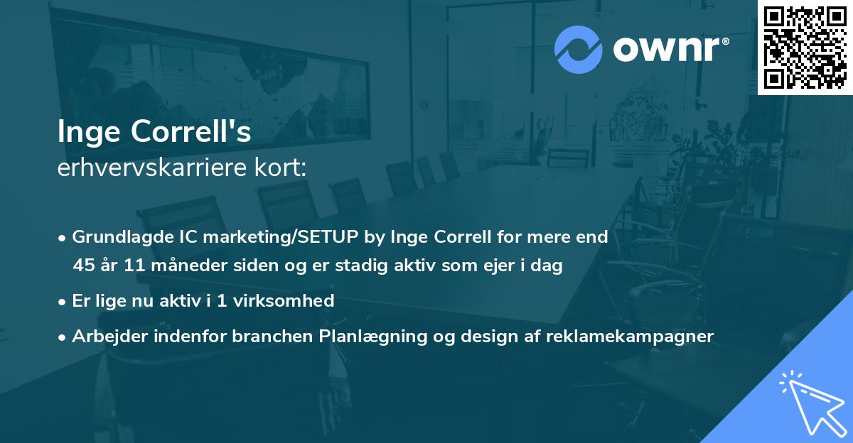 Inge Correll's erhvervskarriere kort