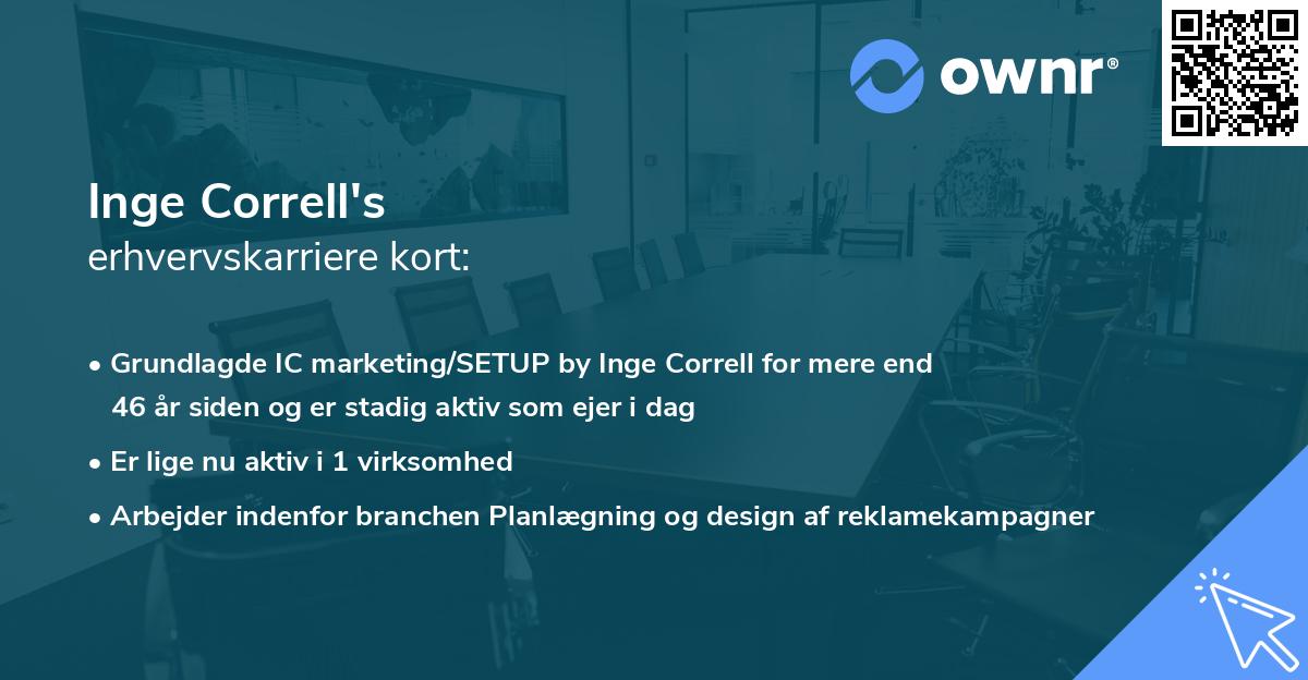 Inge Correll's erhvervskarriere kort
