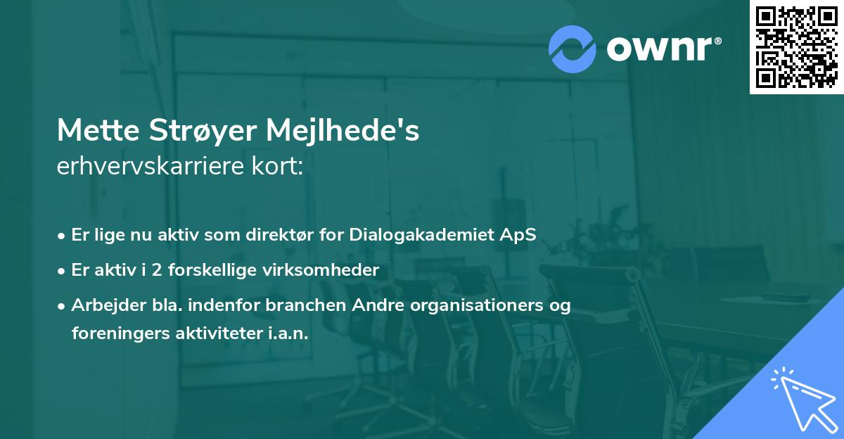 Mette Strøyer Mejlhede's erhvervskarriere kort