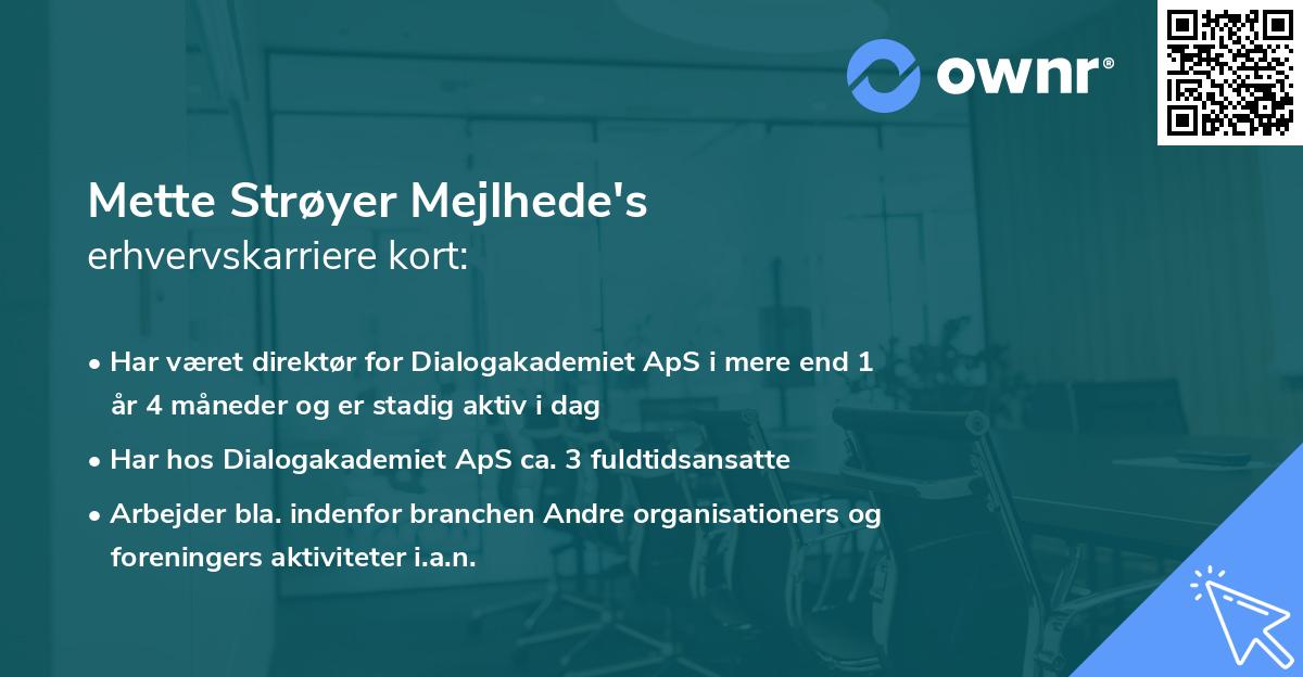 Mette Strøyer Mejlhede's erhvervskarriere kort
