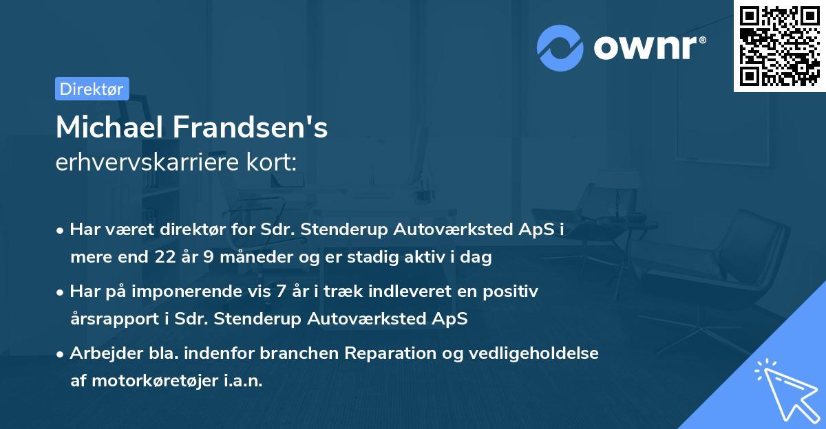 Michael Frandsen's erhvervskarriere kort