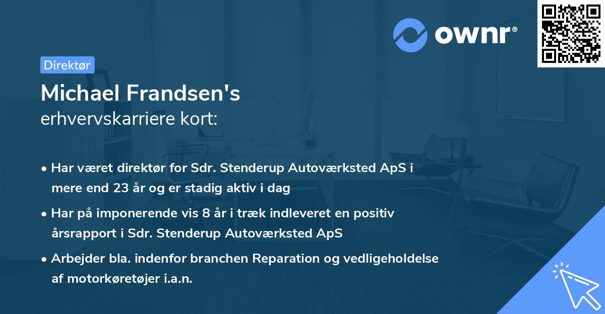 Michael Frandsen's erhvervskarriere kort