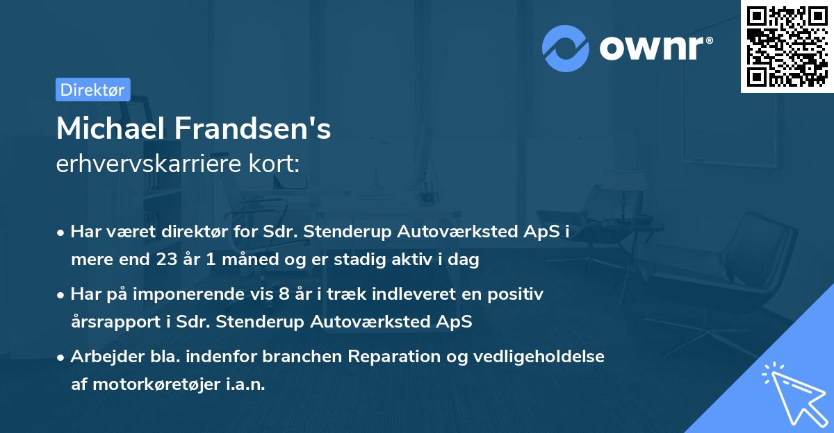 Michael Frandsen's erhvervskarriere kort