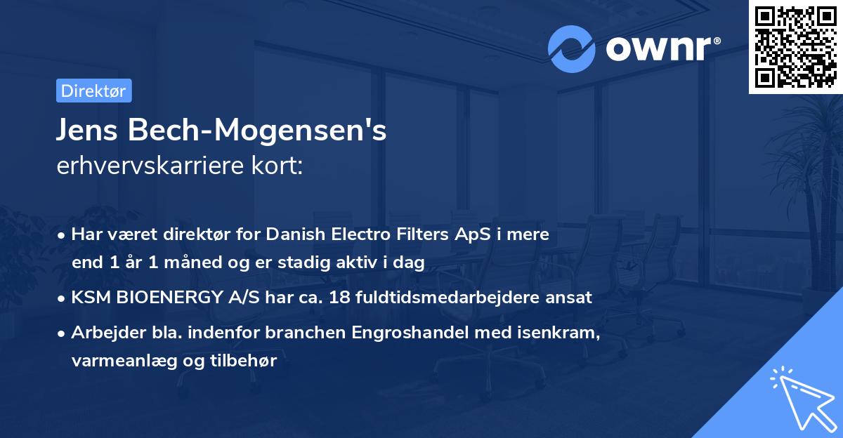 Jens Bech-Mogensen's erhvervskarriere kort