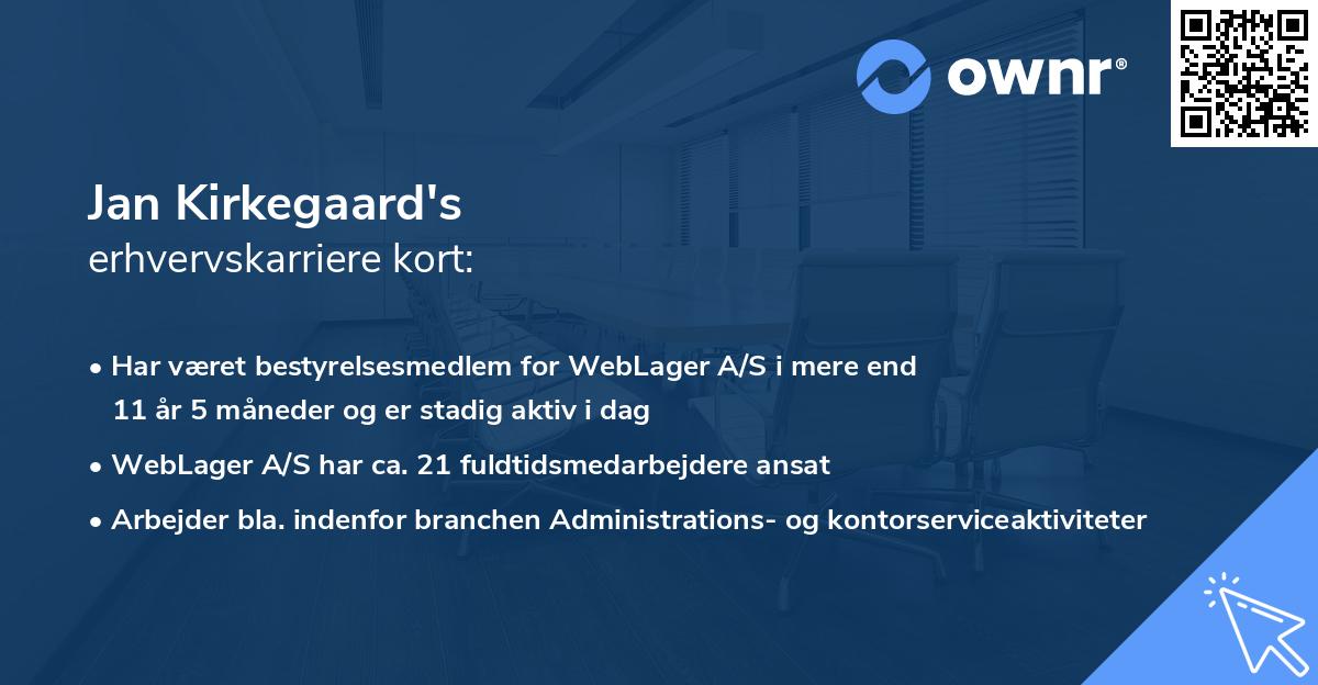 Jan Kirkegaard's erhvervskarriere kort