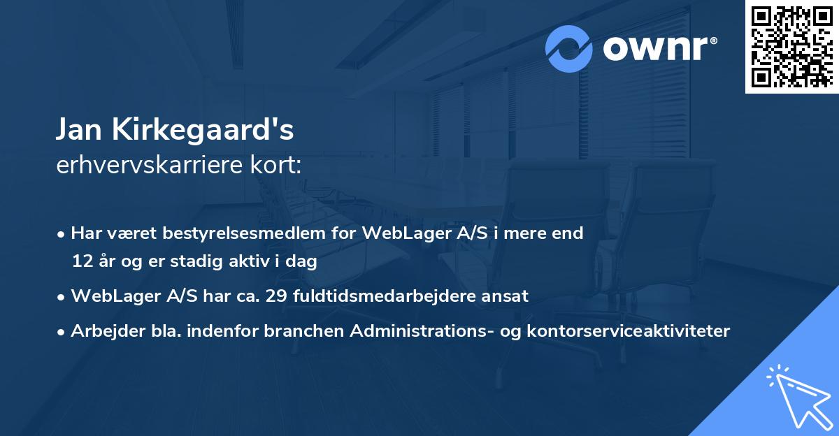 Jan Kirkegaard's erhvervskarriere kort