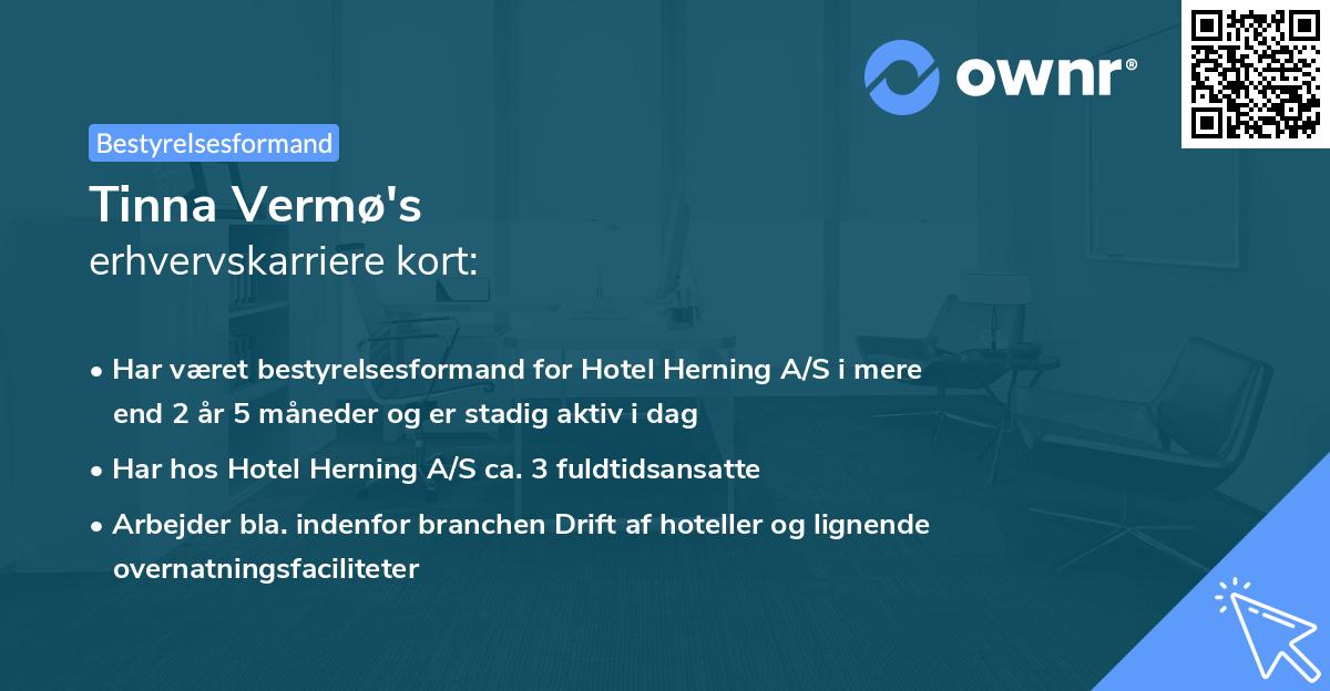 Tinna Vermø's erhvervskarriere kort