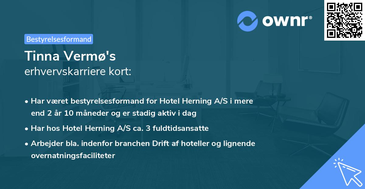 Tinna Vermø's erhvervskarriere kort