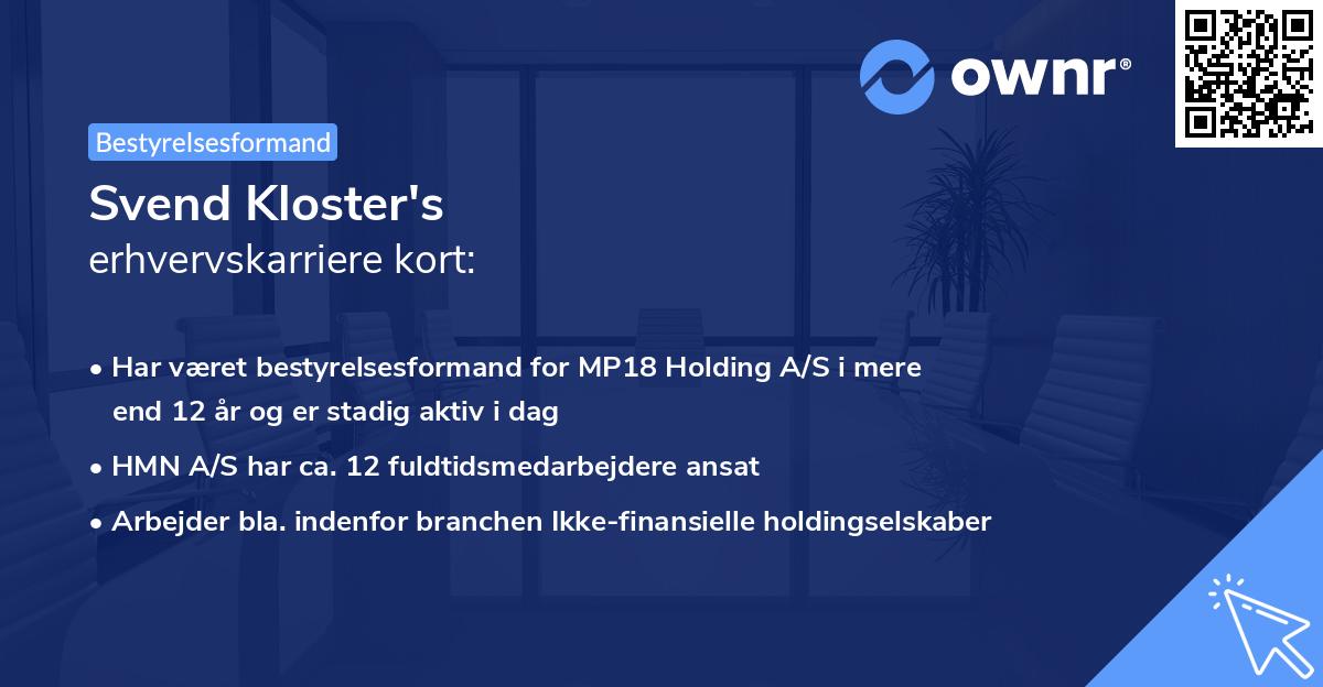 Svend Kloster's erhvervskarriere kort