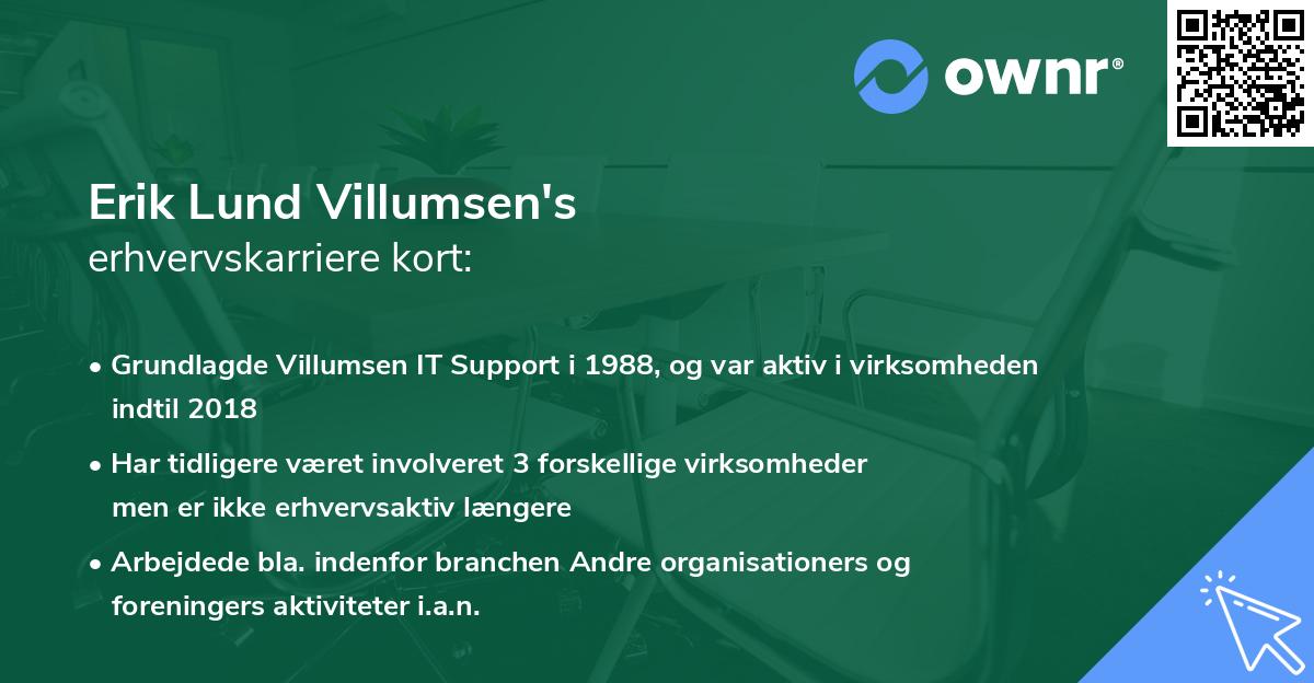 Erik Lund Villumsen's erhvervskarriere kort