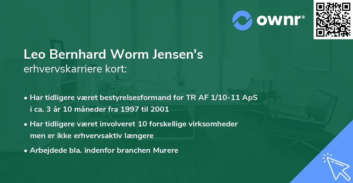 Leo Bernhard Worm Jensen's erhvervskarriere kort