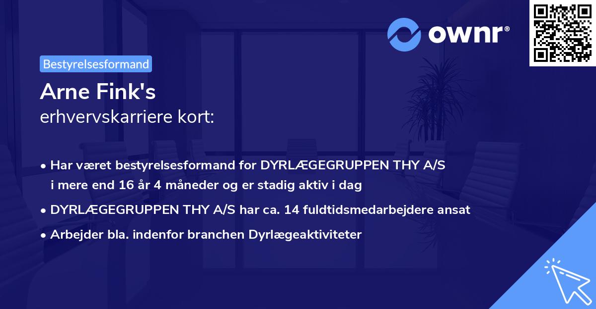Arne Fink's erhvervskarriere kort