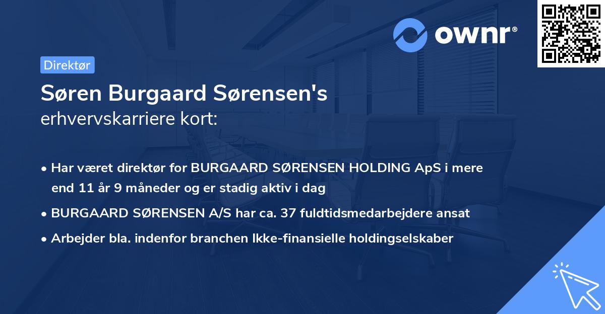 Søren Burgaard Sørensen's erhvervskarriere kort