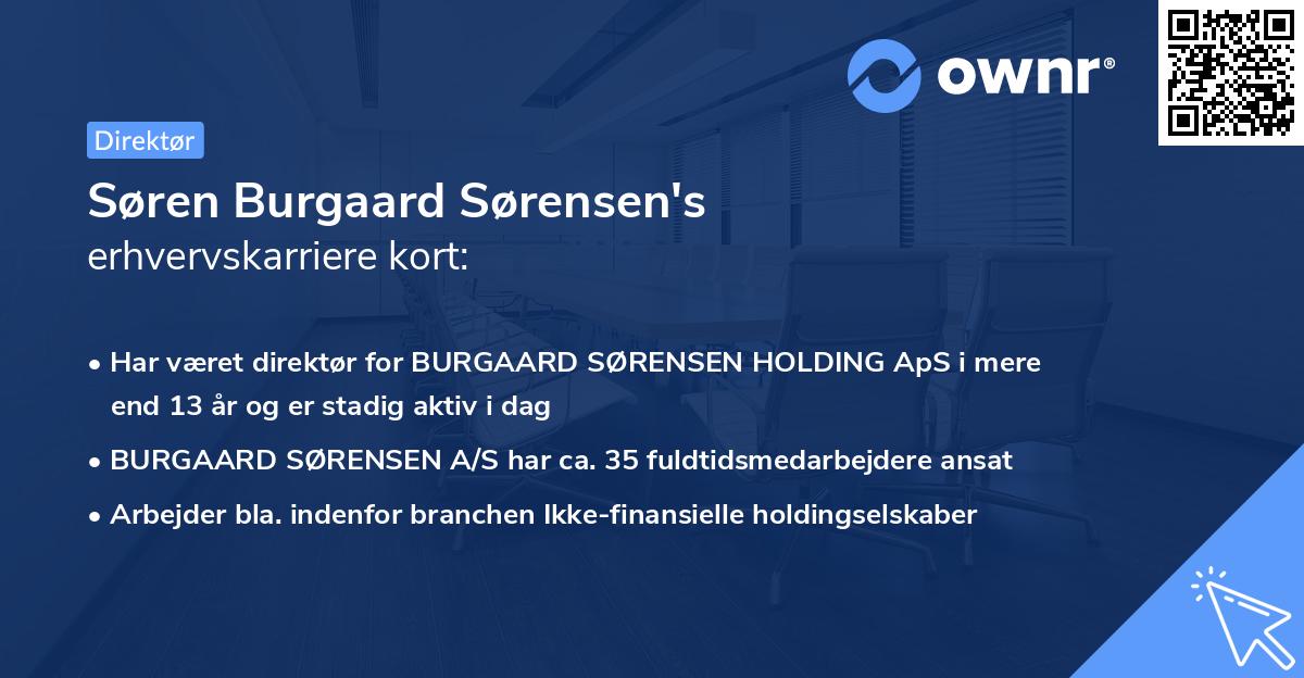 Søren Burgaard Sørensen's erhvervskarriere kort