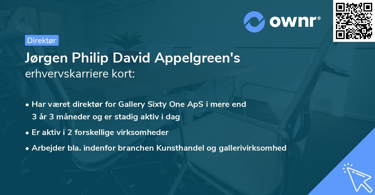 Jørgen Philip David Appelgreen's erhvervskarriere kort