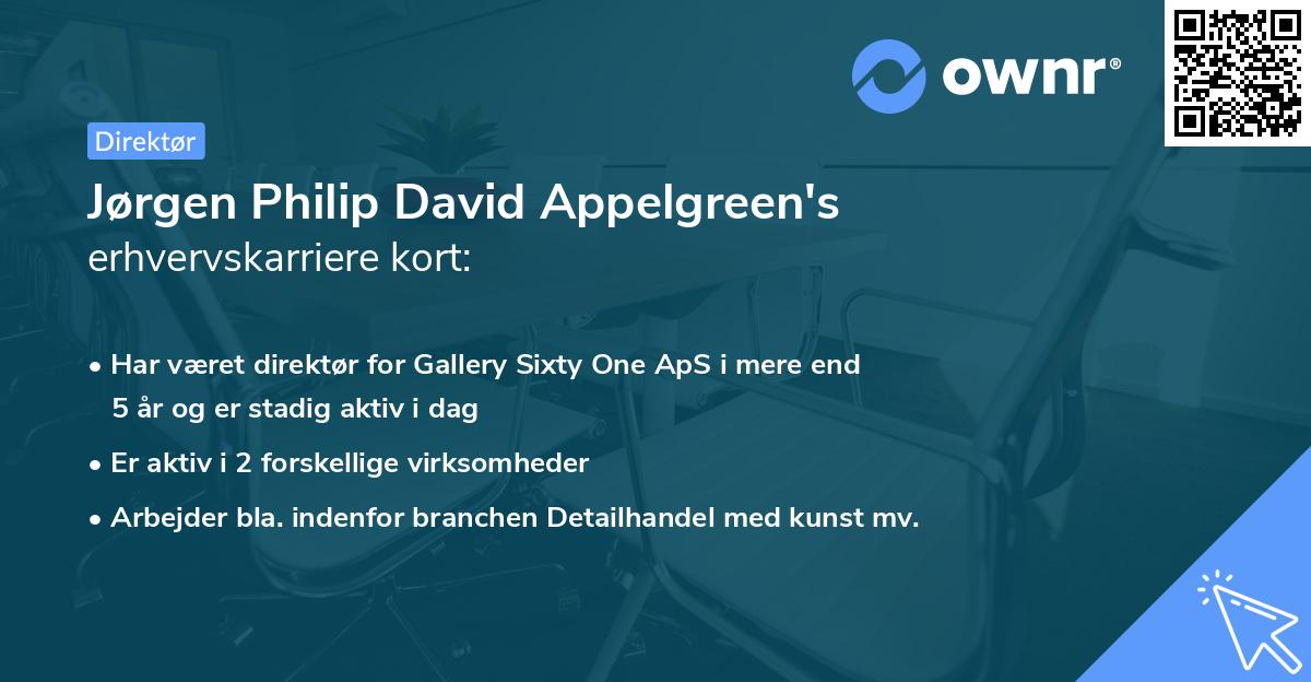Jørgen Philip David Appelgreen's erhvervskarriere kort