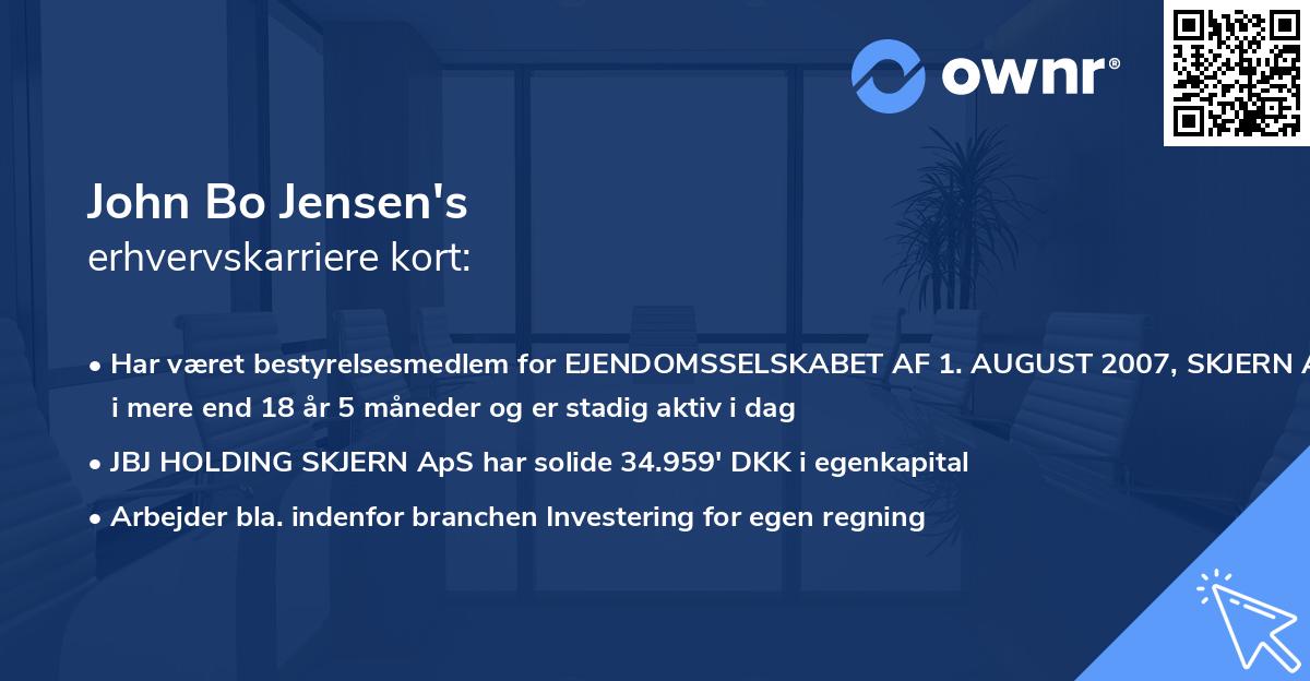 John Bo Jensen's erhvervskarriere kort