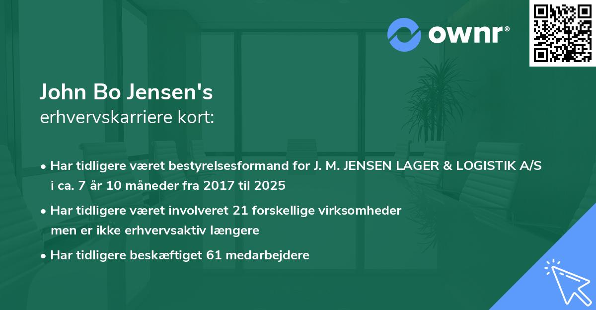 John Bo Jensen's erhvervskarriere kort