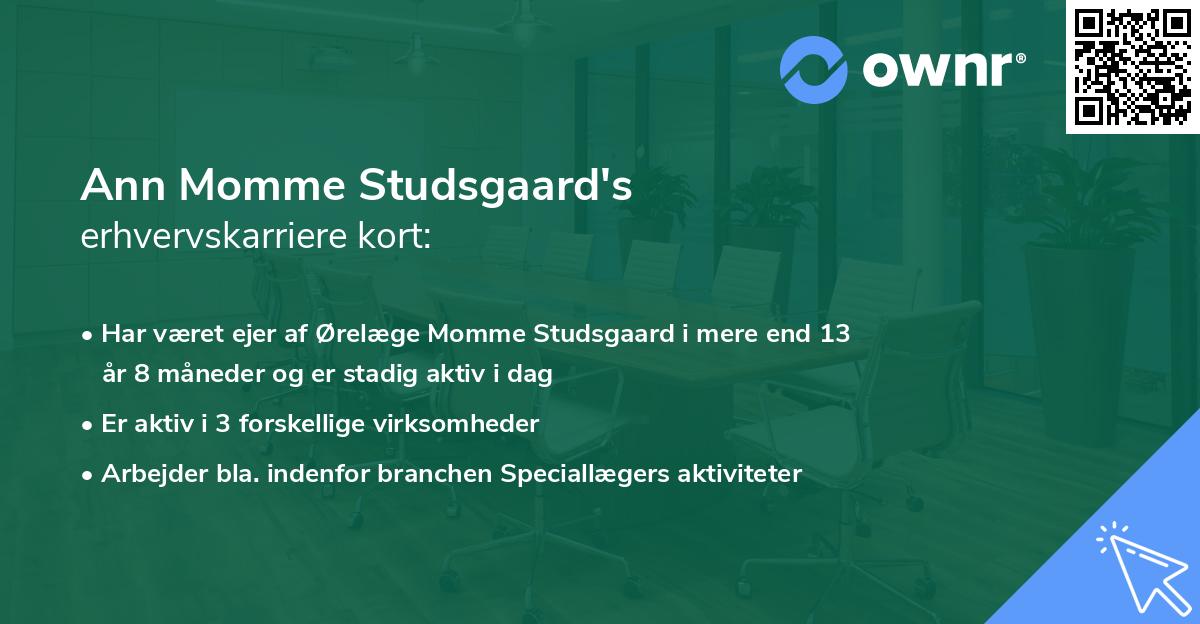 Ann Momme Studsgaard's erhvervskarriere kort