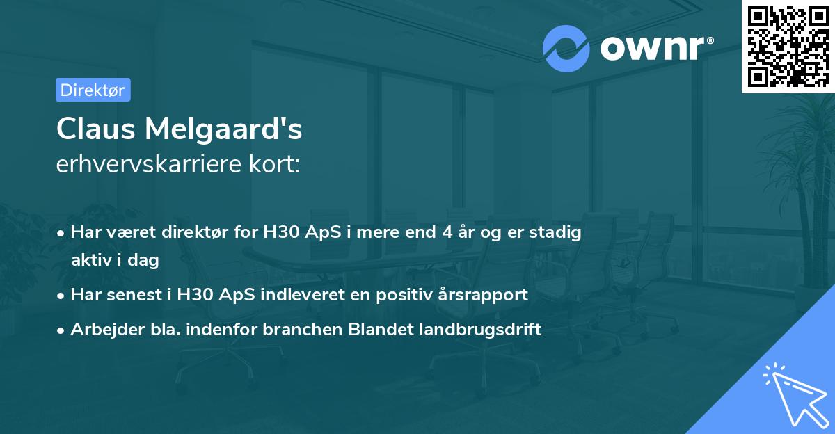 Claus Melgaard's erhvervskarriere kort