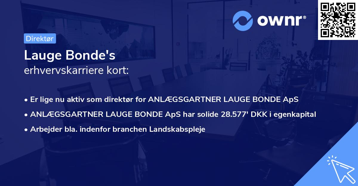 Lauge Bonde's erhvervskarriere kort