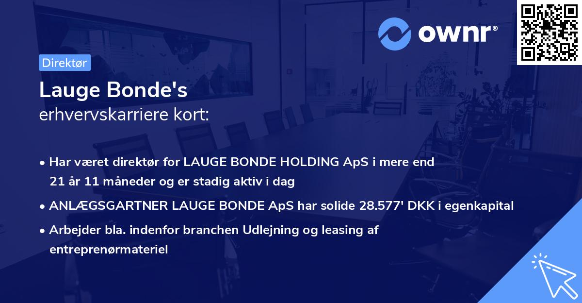 Lauge Bonde's erhvervskarriere kort