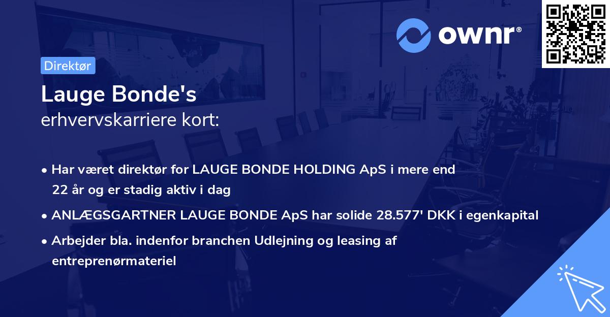 Lauge Bonde's erhvervskarriere kort