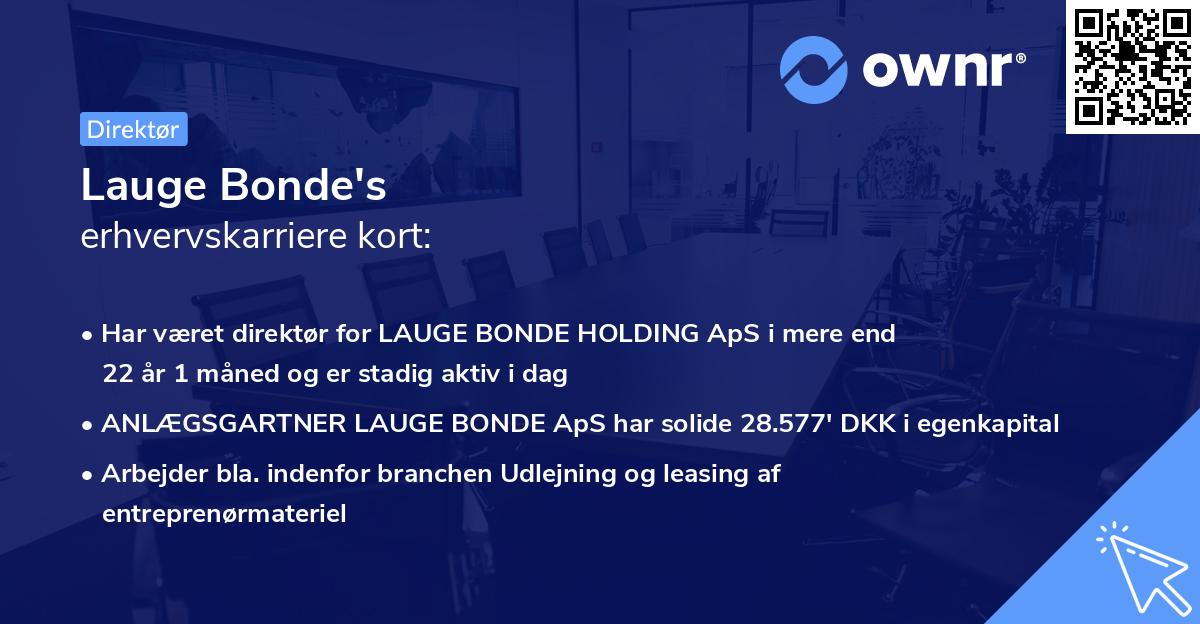 Lauge Bonde's erhvervskarriere kort