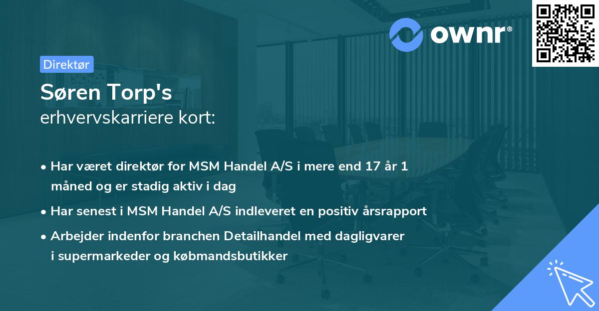 Søren Torp's erhvervskarriere kort