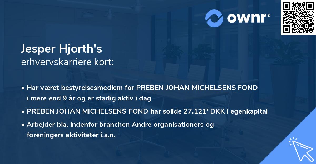 Jesper Hjorth's erhvervskarriere kort