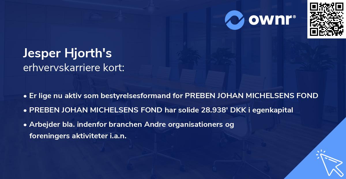 Jesper Hjorth's erhvervskarriere kort
