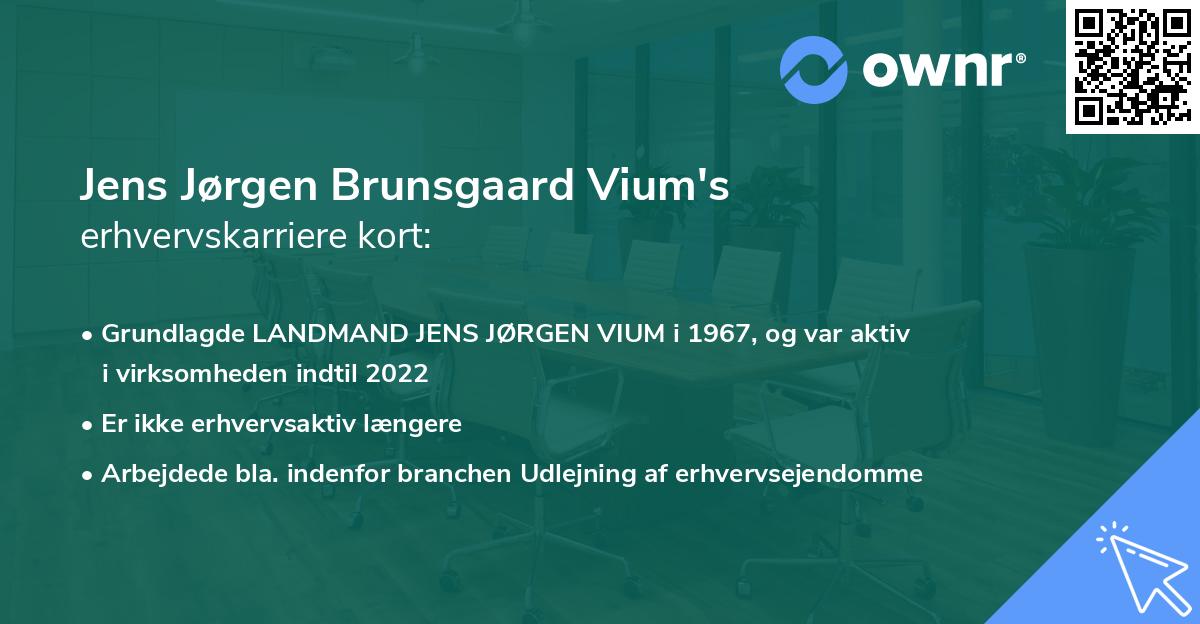Jens Jørgen Brunsgaard Vium's erhvervskarriere kort