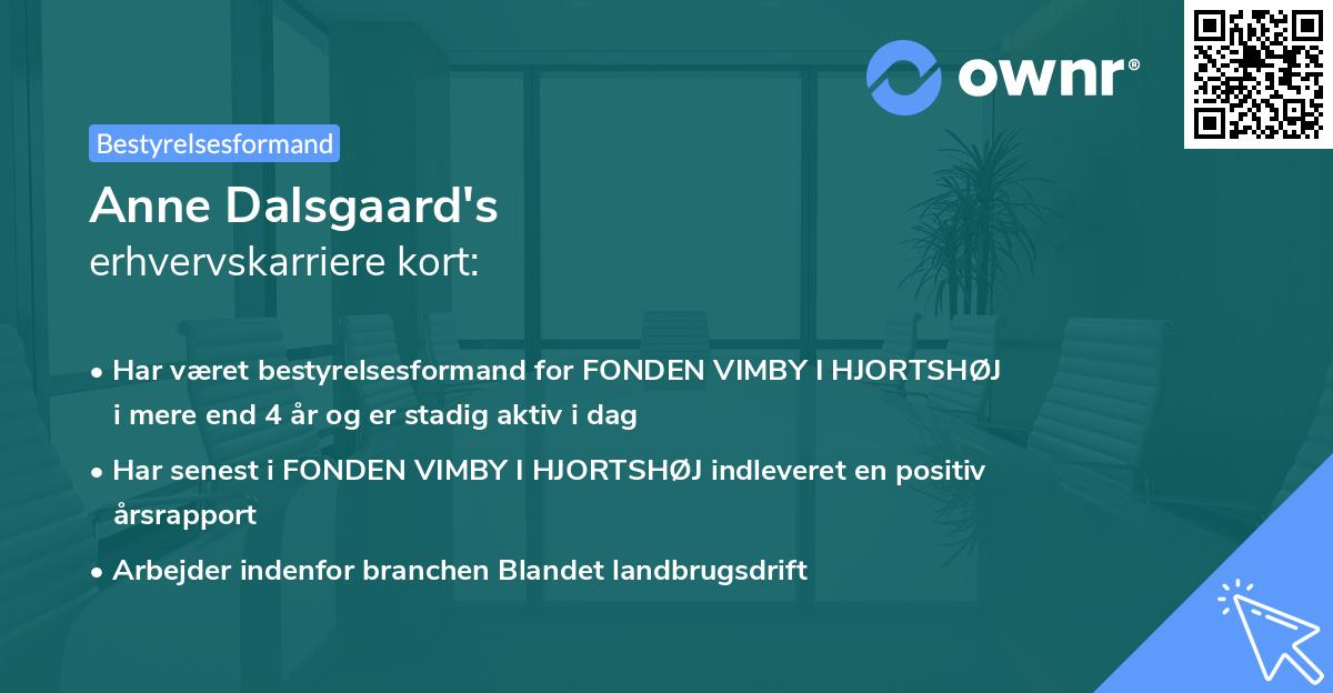 Anne Dalsgaard's erhvervskarriere kort