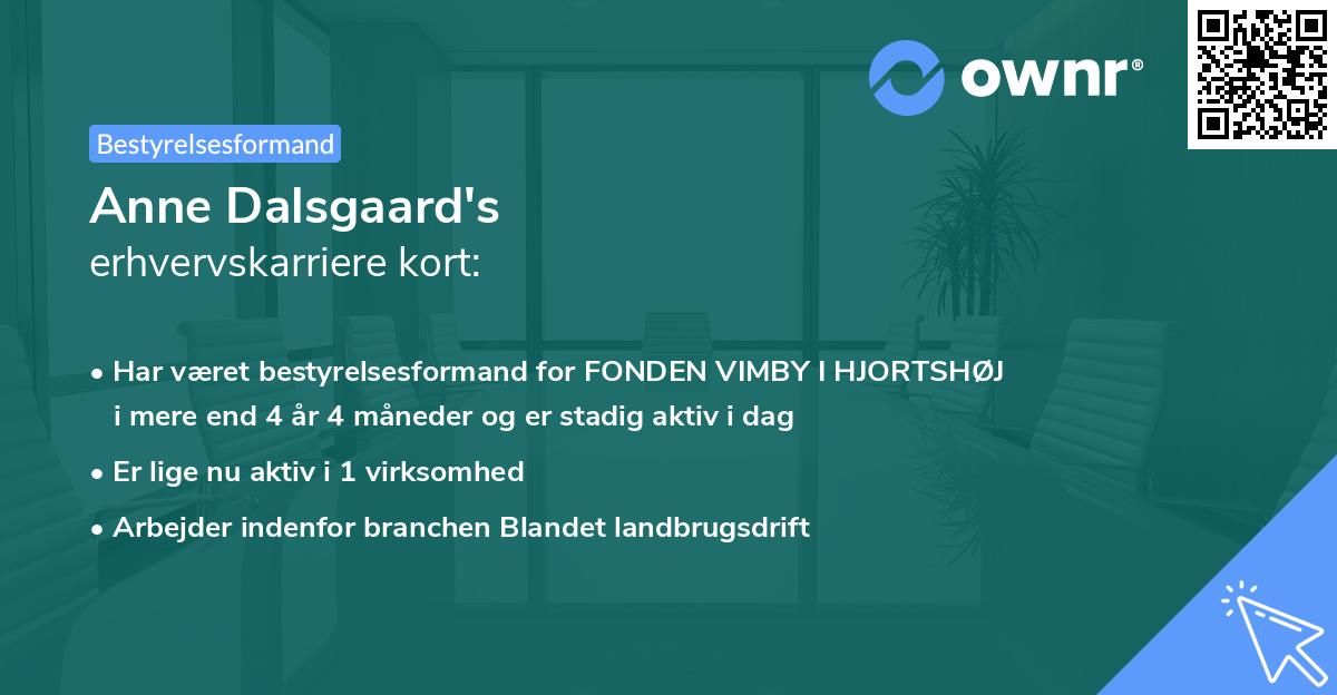 Anne Dalsgaard's erhvervskarriere kort