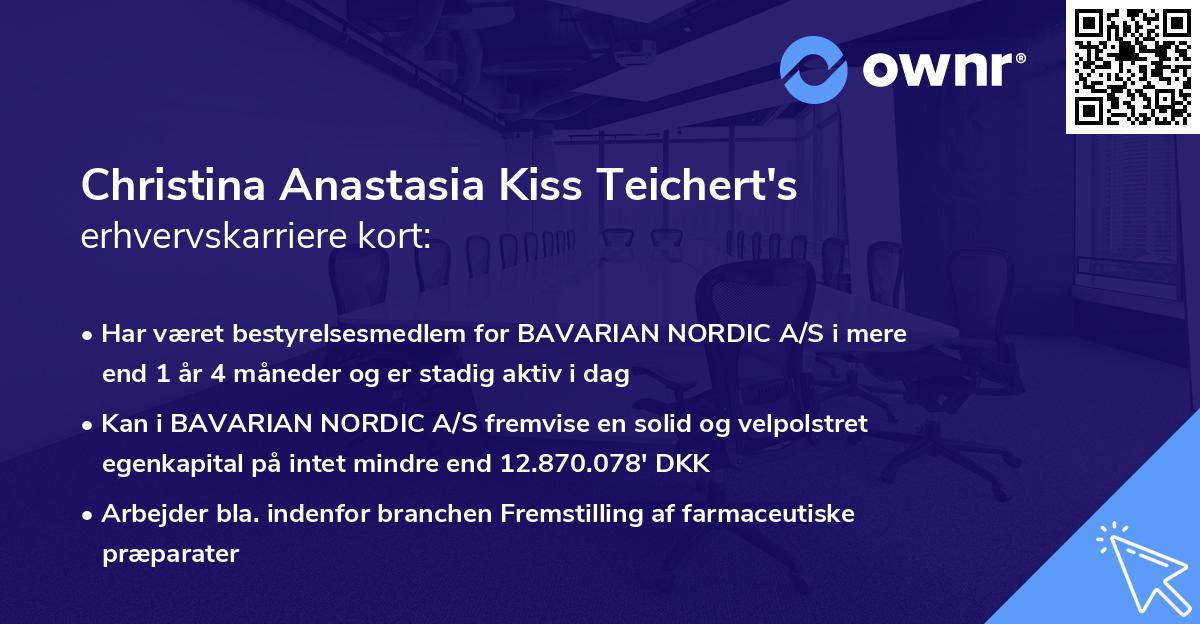 Christina Anastasia Kiss Teichert's erhvervskarriere kort