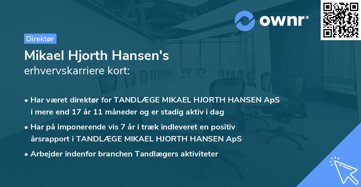 Mikael Hjorth Hansen's erhvervskarriere kort