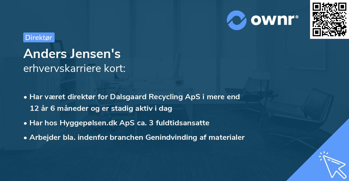 Anders Jensen's erhvervskarriere kort