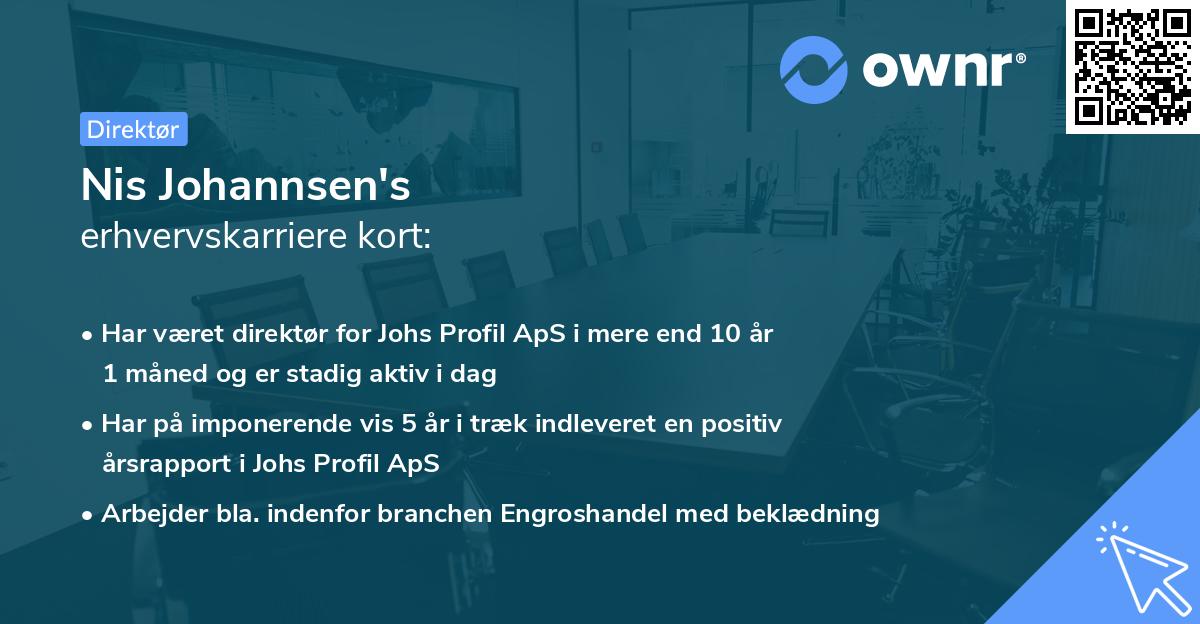 Nis Johannsen's erhvervskarriere kort